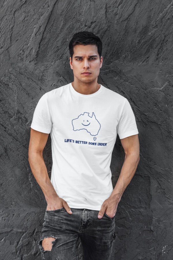 Winking Australia Map Men's T-Shirt - Life's Better Down Under - Fun, Casual Wear - Image 5