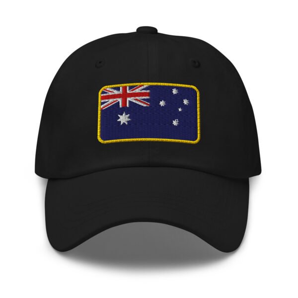 Embroidered Australian Flag Baseball Cap | Gold Border Aussie Flag Dad Hat | Unisex Adjustable Cap - Image 2