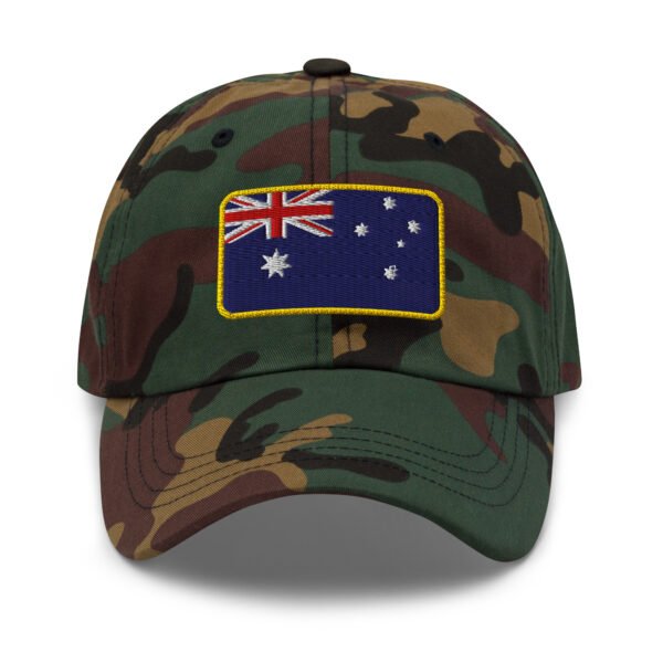 Embroidered Australian Flag Baseball Cap | Gold Border Aussie Flag Dad Hat | Unisex Adjustable Cap - Image 3