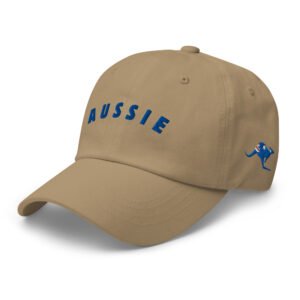 Aussie Embroidered Dad Hat – Classic White Baseball Cap with Australian Kangaroo Design