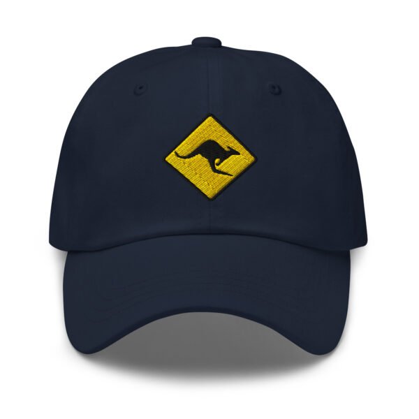 Kangaroo Road Sign Embroidered Baseball Cap – Aussie Outback Dad Hat | Adjustable Cotton Cap - Image 2