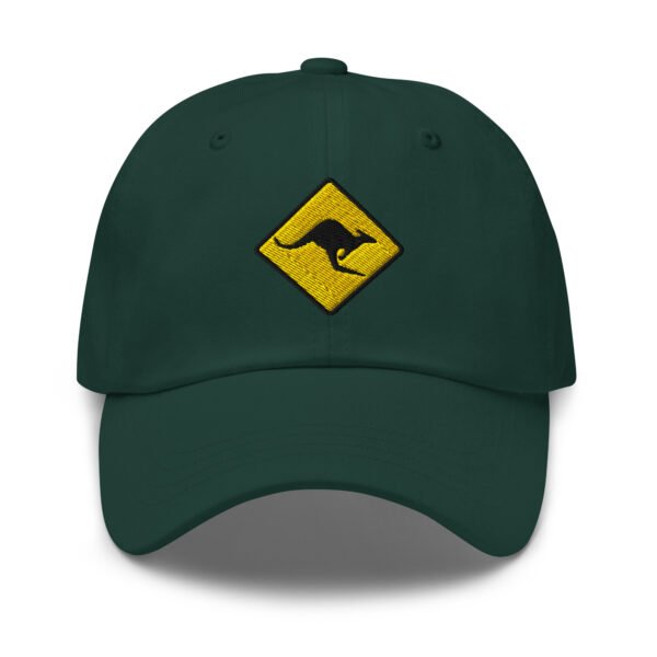 Kangaroo Road Sign Embroidered Baseball Cap – Aussie Outback Dad Hat | Adjustable Cotton Cap