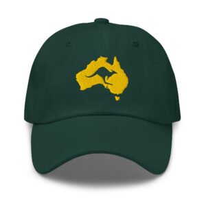 Australian Kangaroo Embroidered Dad Hat | Australia Map Baseball Cap | Adjustable Cotton Twill Cap