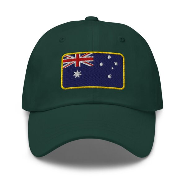 Embroidered Australian Flag Baseball Cap | Gold Border Aussie Flag Dad Hat | Unisex Adjustable Cap