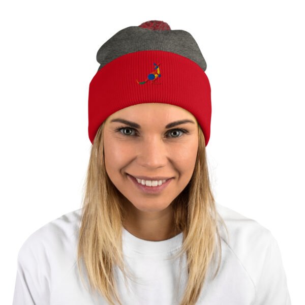 Premium Colorful Kangaroo Pom Pom Beanie Hat - Handmade Cozy Knit with Cuff | Perfect Aussie Gift - Image 3
