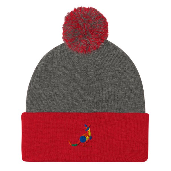 Premium Colorful Kangaroo Pom Pom Beanie Hat - Handmade Cozy Knit with Cuff | Perfect Aussie Gift - Image 2