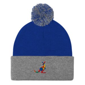 Premium Colorful Kangaroo Pom Pom Beanie Hat - Handmade Cozy Knit with Cuff | Perfect Aussie Gift