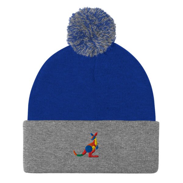 Premium Colorful Kangaroo Pom Pom Beanie Hat - Handmade Cozy Knit with Cuff | Perfect Aussie Gift