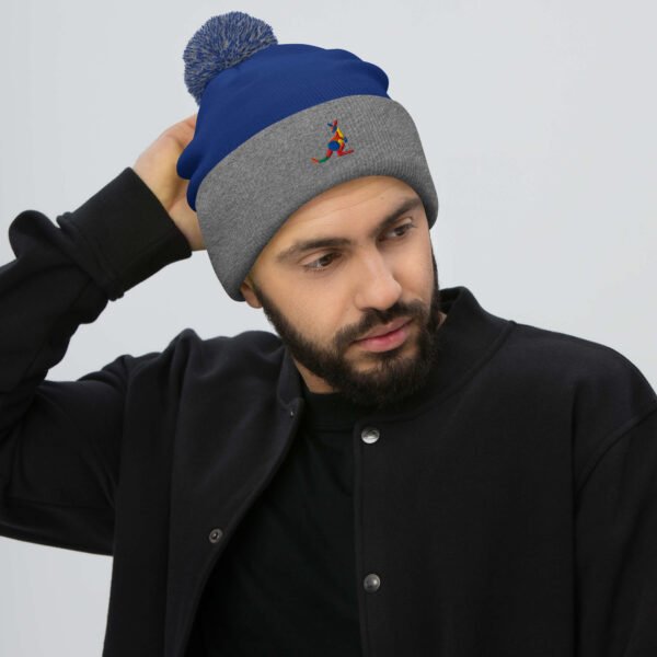 Premium Colorful Kangaroo Pom Pom Beanie Hat - Handmade Cozy Knit with Cuff | Perfect Aussie Gift - Image 4