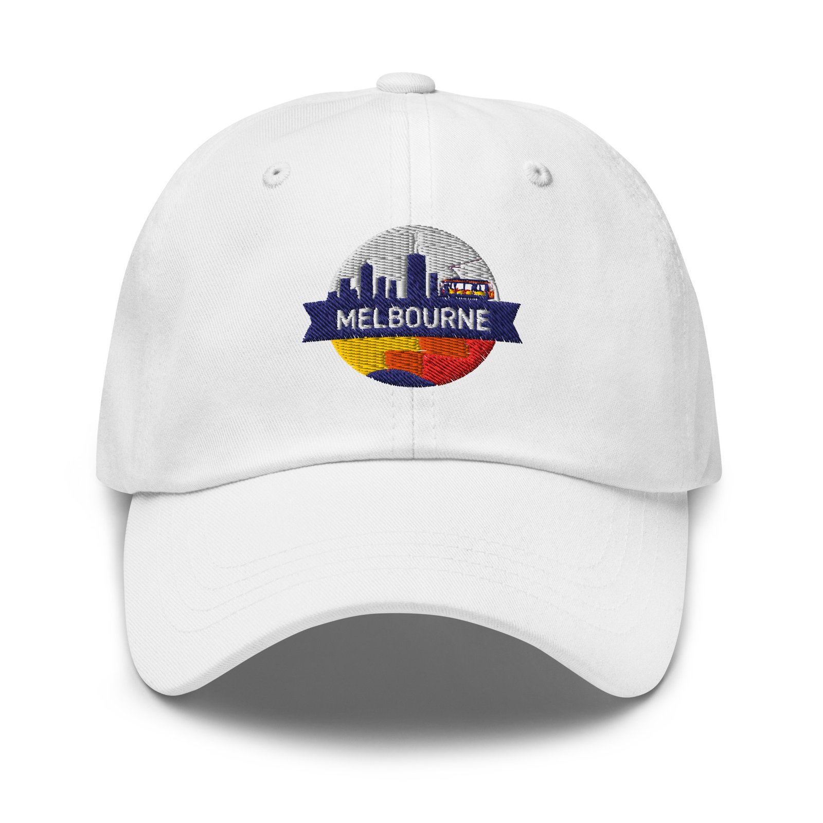 Embroidered Melbourne Hat: Aussie City Skyline & Tram Design - Image 6
