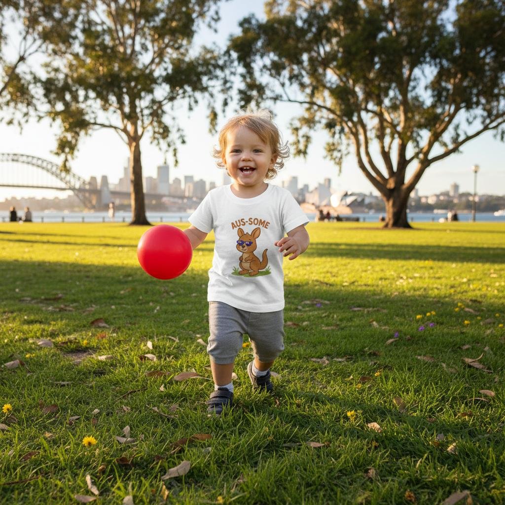 Aus-some Toddler T-Shirt - Cute Kangaroo Design & Australia Flag Glasses - Perfect Gift! - Image 3