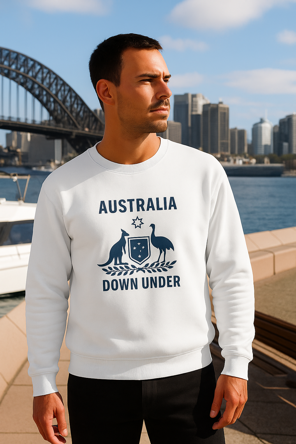 Australia Down Under Sweatshirt – Soft Cotton-Poly Blend, Kangaroo & Emu Design - Image 2