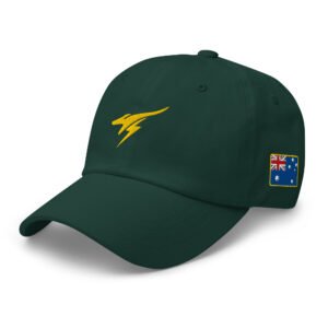 Modern Kangaroo Hat | Australia Gold Flag | Embroidered Kangaroo Cap