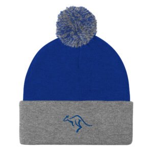 Kangaroo Embroidered Knit Beanie, Minimalist Cuff Winter Hat, Aussie Streetwear Toque