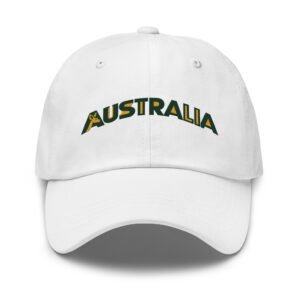 Australia Embroidered Cap, Aussie Dad Hat, Kangaroo Baseball Cap, Australian Souvenir Gift, Green and Gold Australia Hat