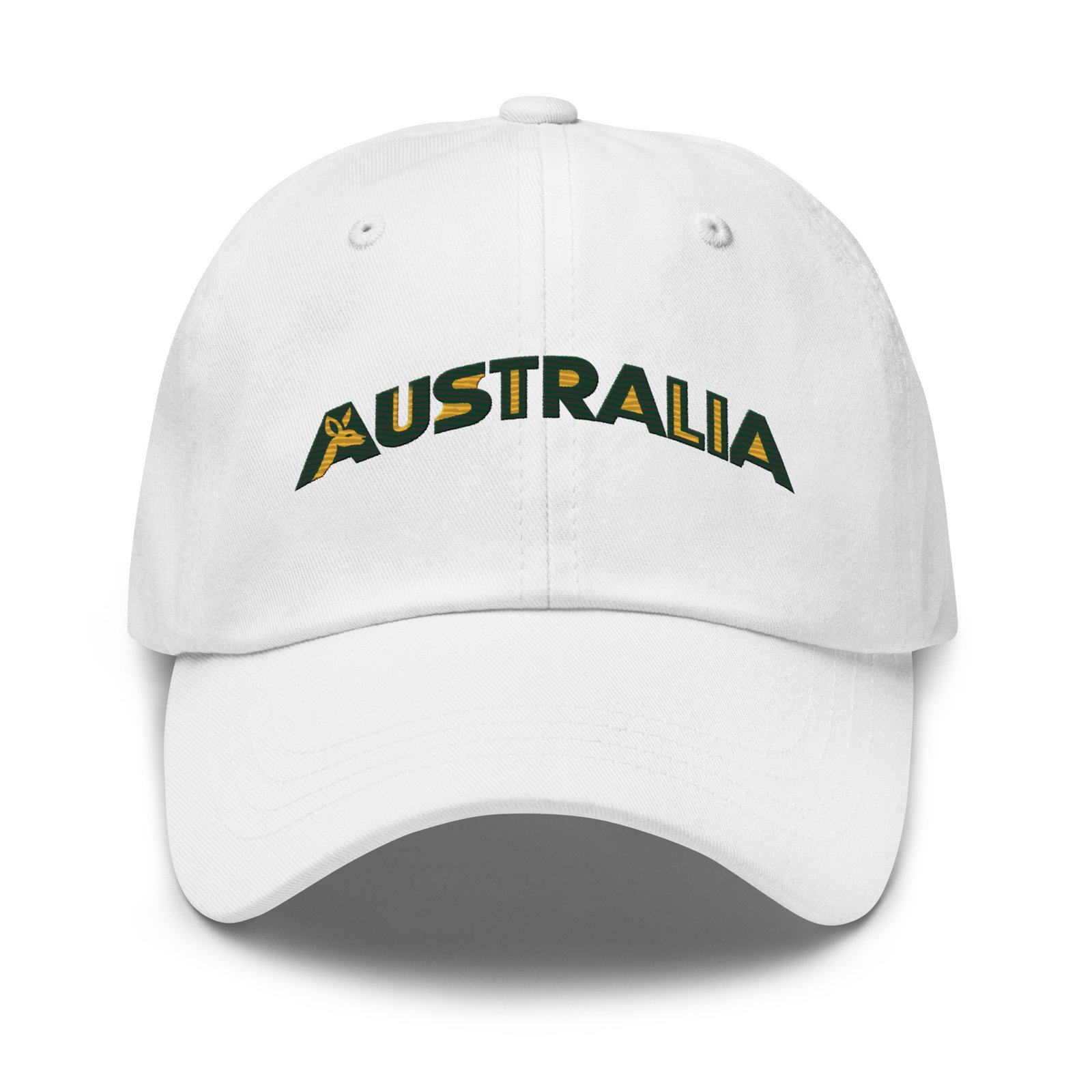 Australia Embroidered Cap, Aussie Dad Hat, Kangaroo Baseball Cap, Australian Souvenir Gift, Green and Gold Australia Hat